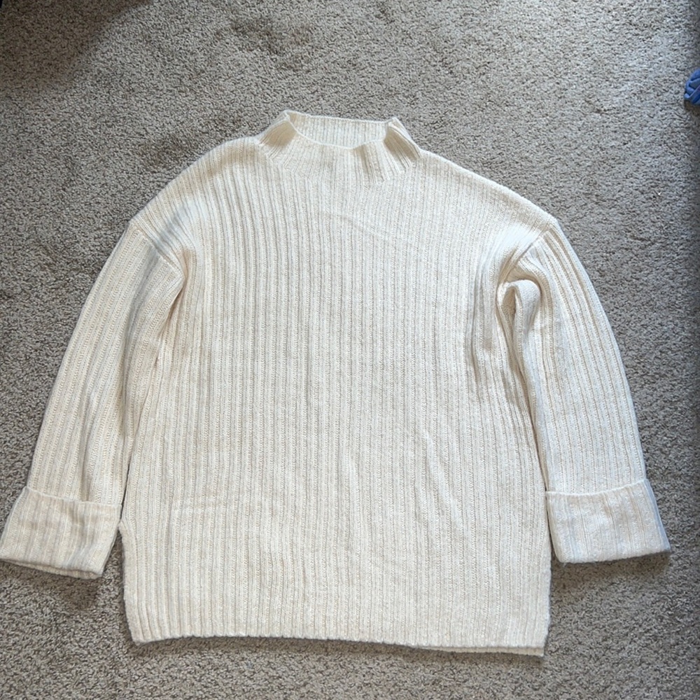 Old Navy - Ivory Mock-Neck Rob-Knit Tunic Sweater